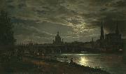 Johan Christian Dahl View of Dresden in the Moonlight (mk10) oil painting on canvas